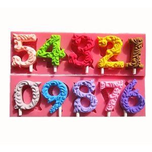 0-9 Number Mold Fondant Chocolate Lollipops